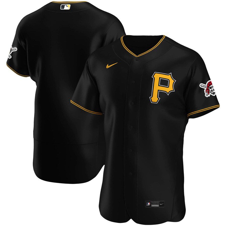 Mens Pittsburgh Pirates Nike Black Alternate Authentic Team Logo MLB Jerseys->pittsburgh pirates->MLB Jersey